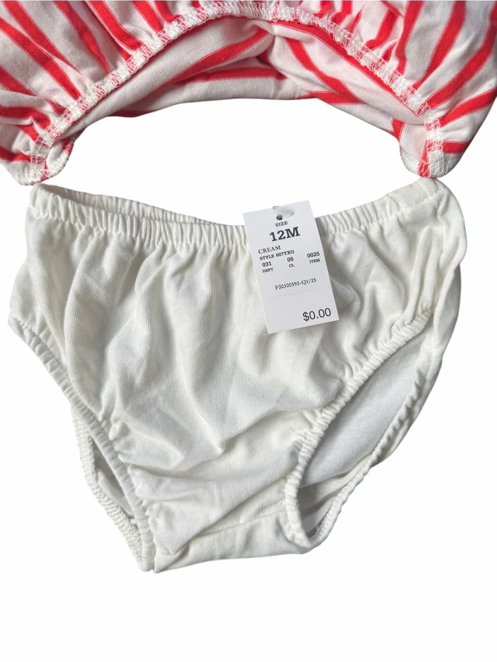 Cat & Jack Baby Girl 12M Red White Stripe Heart Dress Bloomers NWT